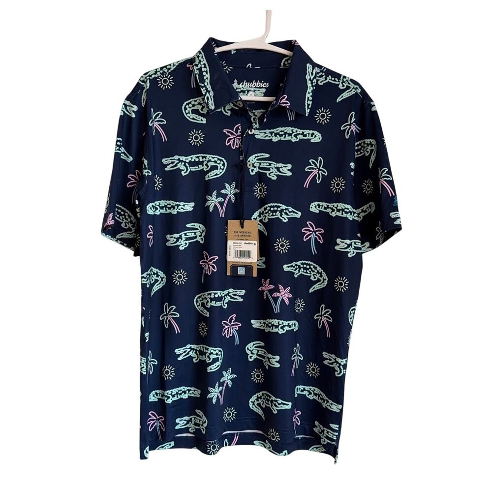 NWT Chubbies The Neon Glade Performance Polo 2.0, Floral Print, Men's Small